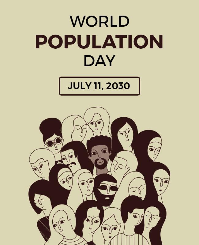 Diverse Minimalist Illustration for World Population Day Flyer Template