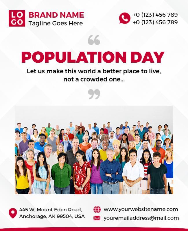 Vibrant Community Focused Population Day Awareness Flyer Template