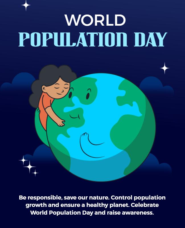 Colorful Illustrative World Population Day Awareness Flyer Template