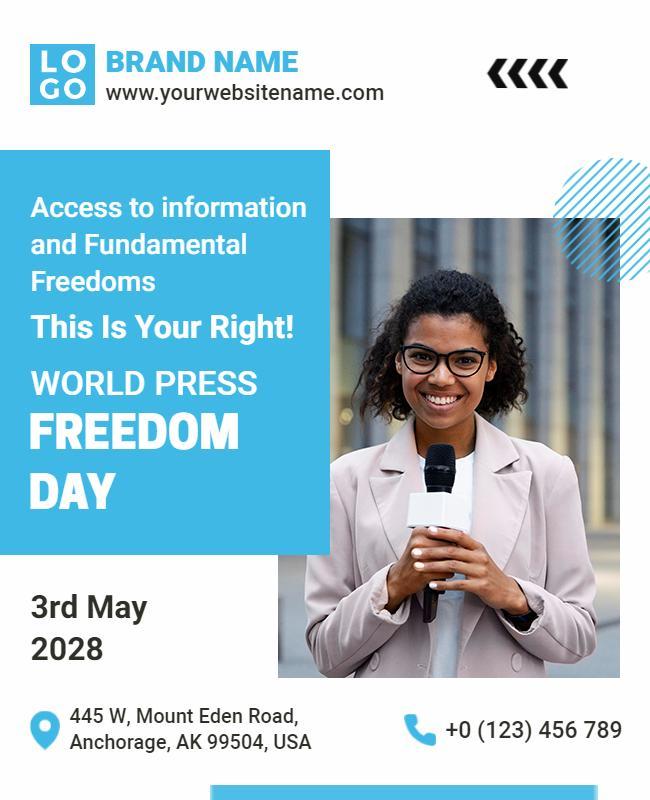 Blue Modern Advocacy World Press Freedom Day Flyer Template