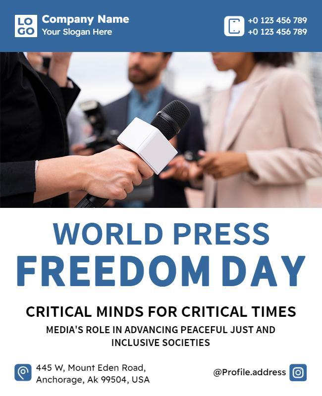 Bold Blue Press Freedom Day Awareness Flyer Template