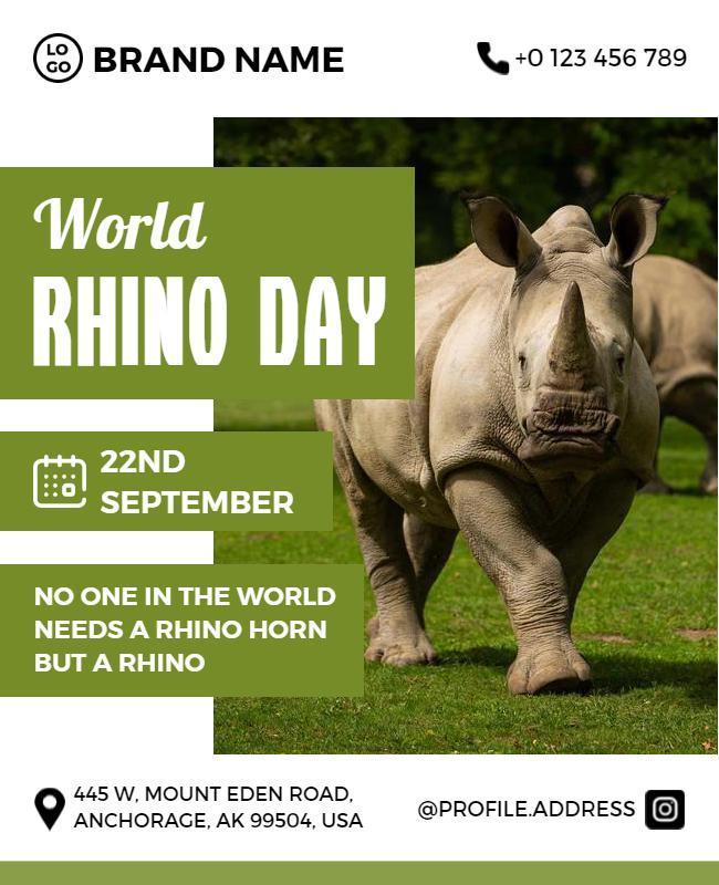 World Rhino Day Awareness Flyer Template