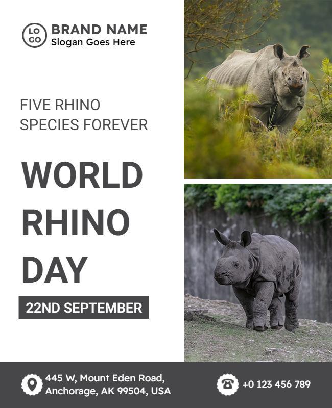 Nature-Themed Conservation Event for World Rhino Day Flyer Template