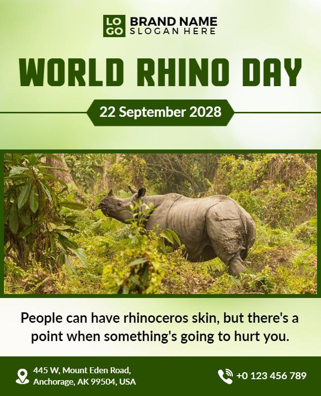 Lush Green Nature Conservation World Rhino Day Flyer Template