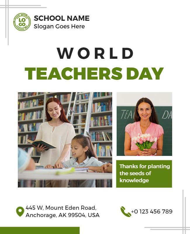 Green Education Celebration for World Teachers Day Flyer Template