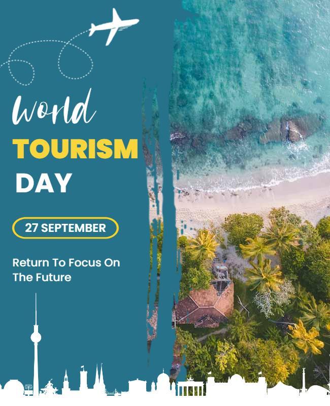 Aqua Tropical World Tourism Day Celebration Flyer Template