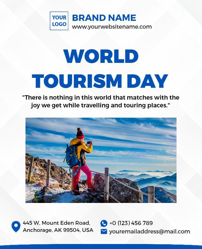 Vibrant Blue World Tourism Day Celebration Flyer Template