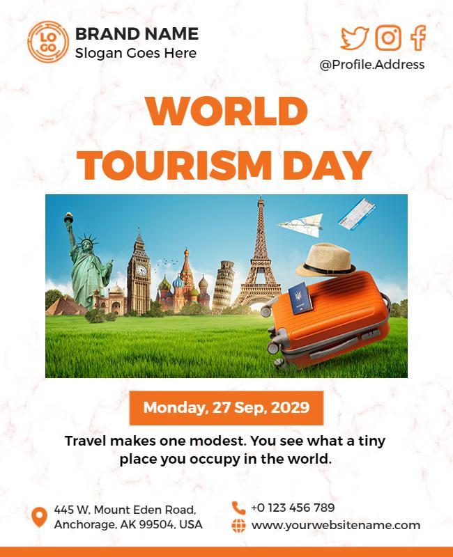 Colorful Travel Adventure World Tourism Day Flyer Template