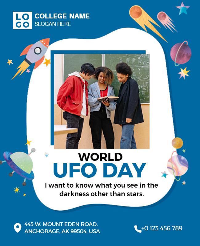 Playful Cosmic World UFO Day Event Flyer Template