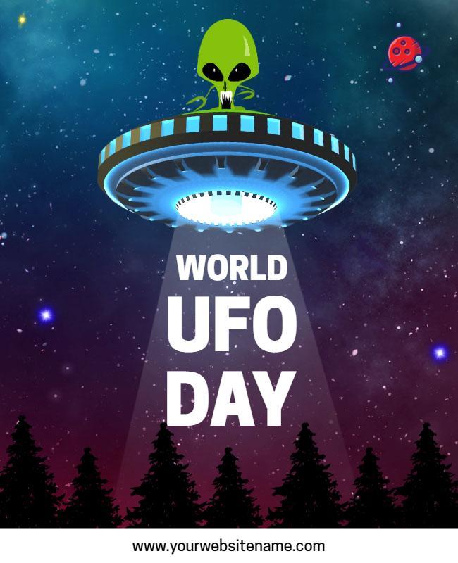 Cosmic Green Alien UFO Celebration Day Flyer Template