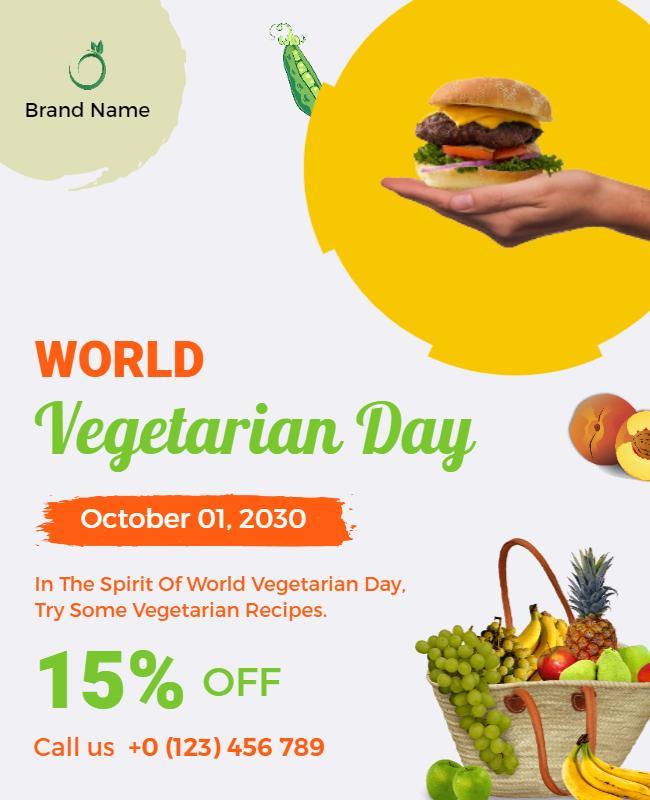 Festive Green World Vegetarian Day Promotion Flyer Template