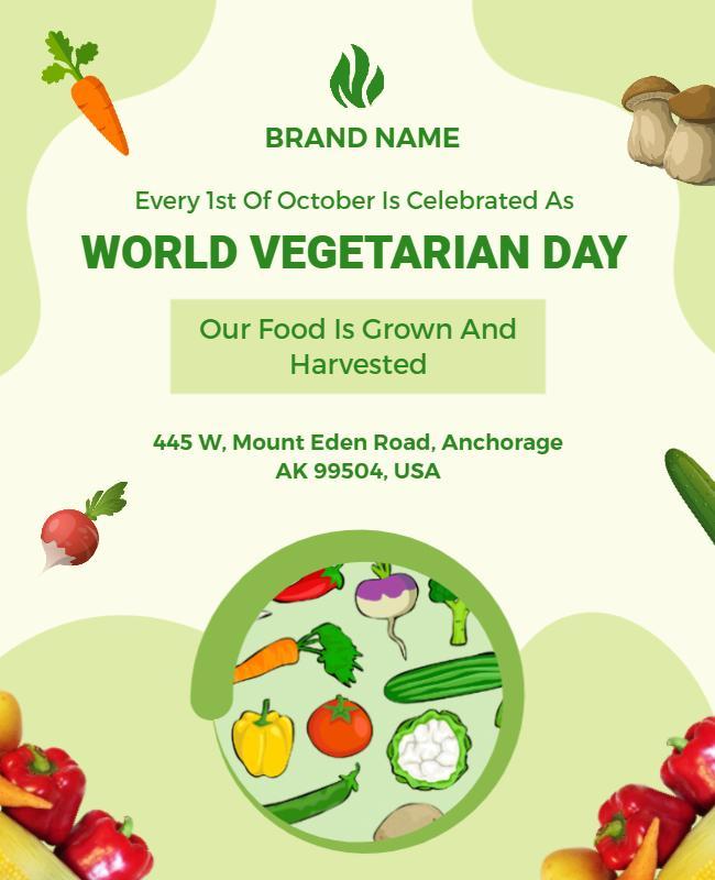 Fresh Green World Vegetarian Day Celebration Flyer Template