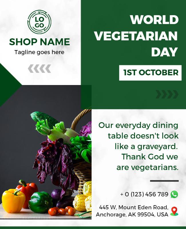 Fresh Green Healthy World Vegetarian Day Promotion Flyer Template