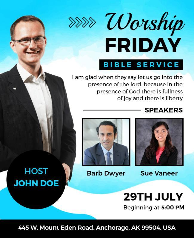 Worship Friday Bible Service Flyer Template