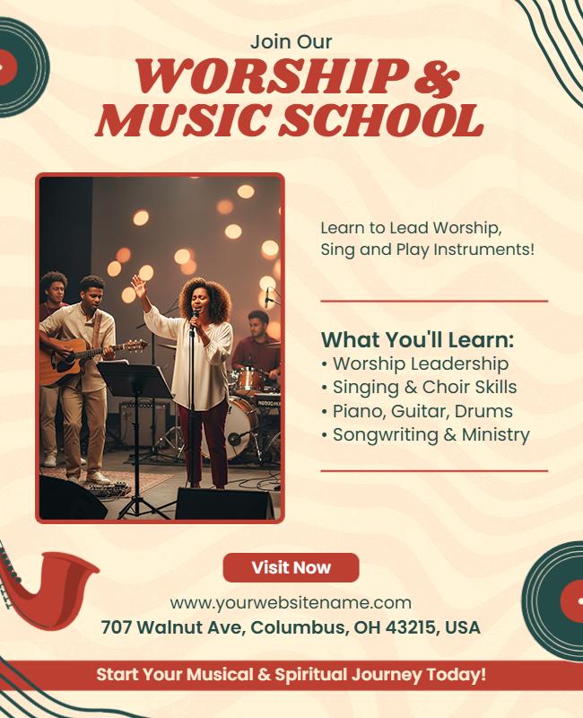 Worship Music School Enrollment Flyer Template