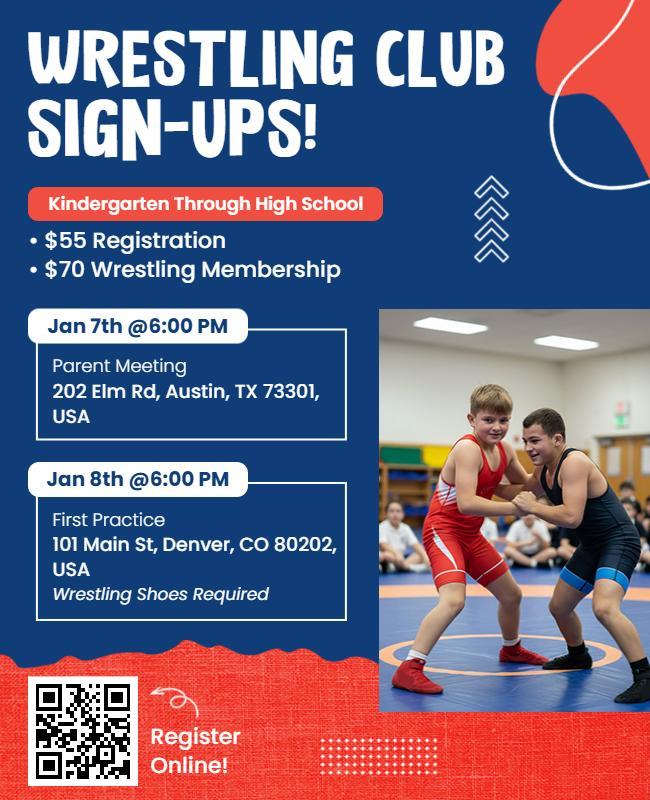 Wrestling Club Sign-up Event Flyer Template
