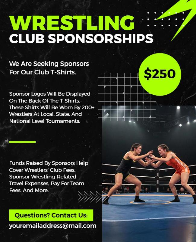 Wrestling Club Sponsorship Invitation Flyer Template