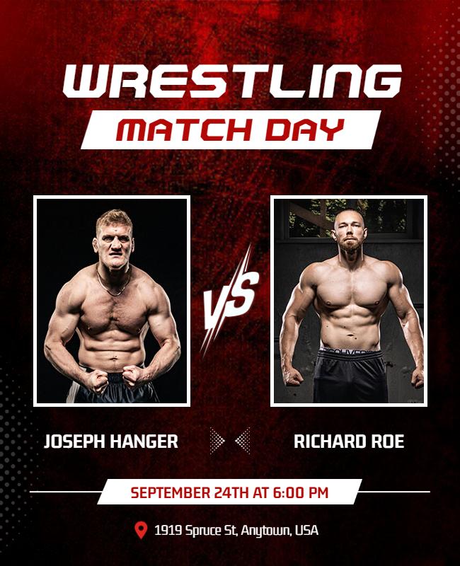 Wrestling Match Day Event Flyer Template