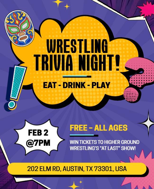 Wrestling Trivia Night Event Flyer Template