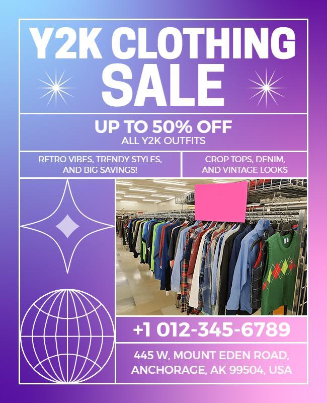 Y2k Clothing Sale Promotional Flyer Template