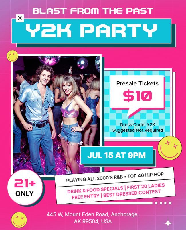 Y2k Themed Retro Party Flyer Template