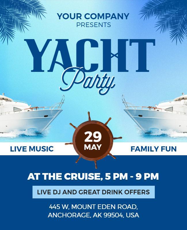 Yacht Party Event Invitation Flyer Template