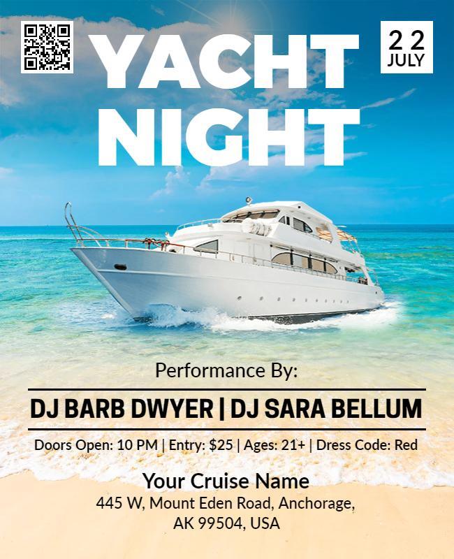 Yacht Party Night Event Flyer Template