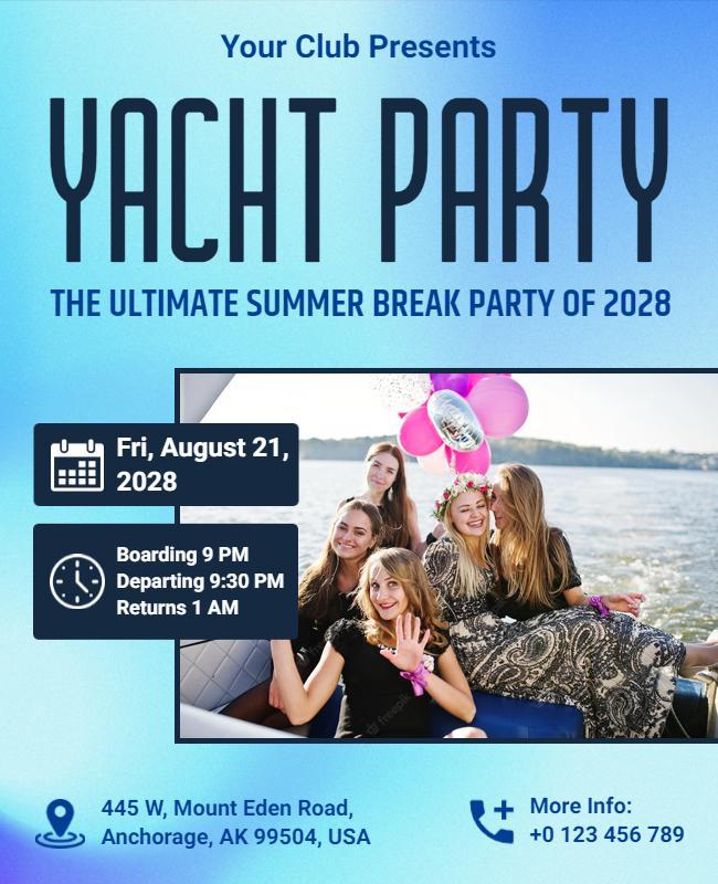 Yacht Party Summer Break Celebration Flyer Template