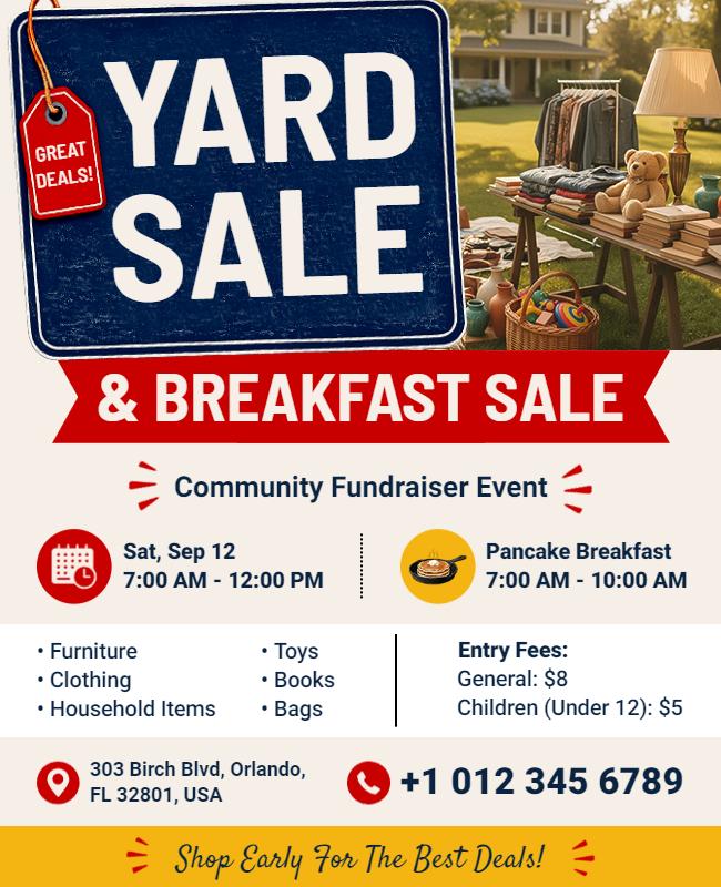 Yard Sale and Breakfast Sale Flyer Template