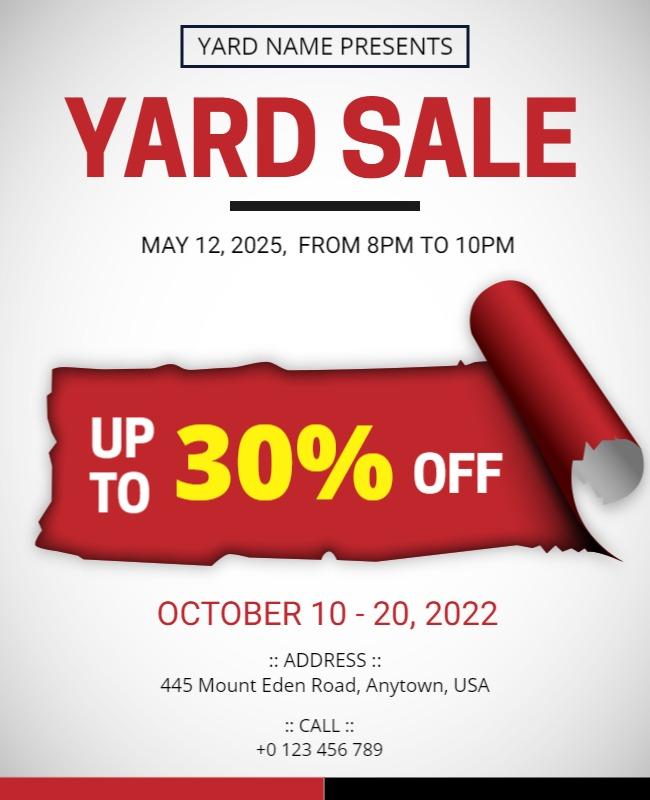 Yard Sale Discount Promotion Flyer Template