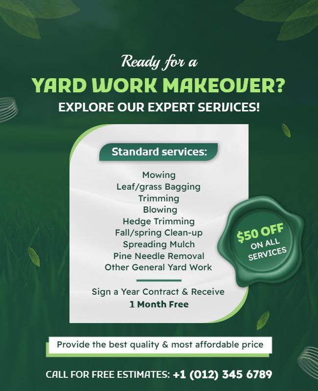 Yard Work Makeover Services Promotion Flyer Template