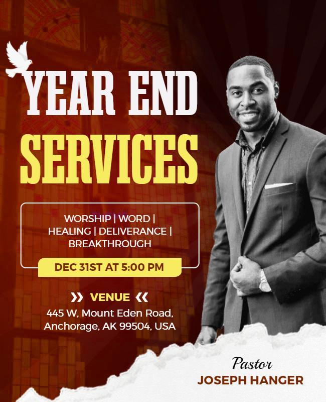 Year End Worship Service Event Flyer Template