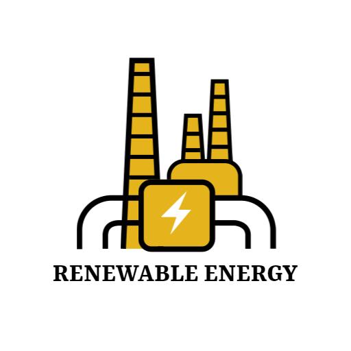 Yellow and Black Power Plants Representing Renewable Energy Logo Template