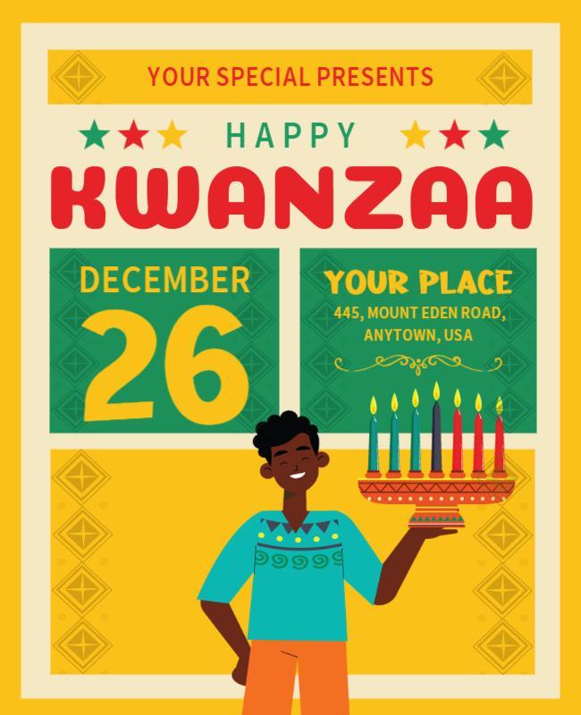 Yellow and Green Kwanza Poster Template