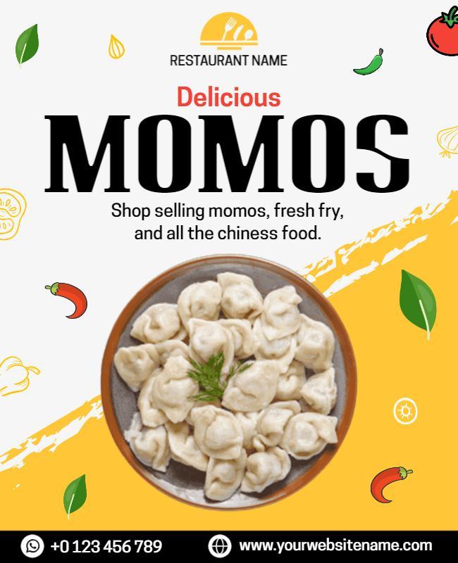 Yellow and White Momos Food Advertisement Poster Template