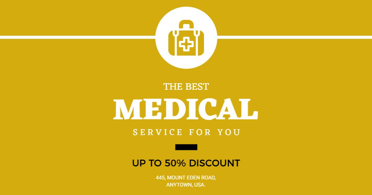 Yellow Background Promoting Affordable Medical Services Banner Template