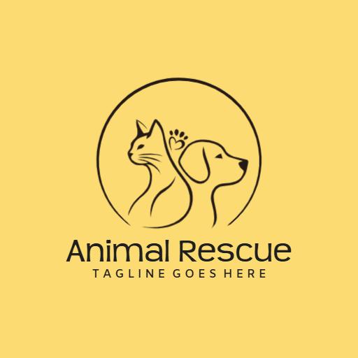 Yellow Circular Design Highlighting Caring Animal Rescue Logo Template