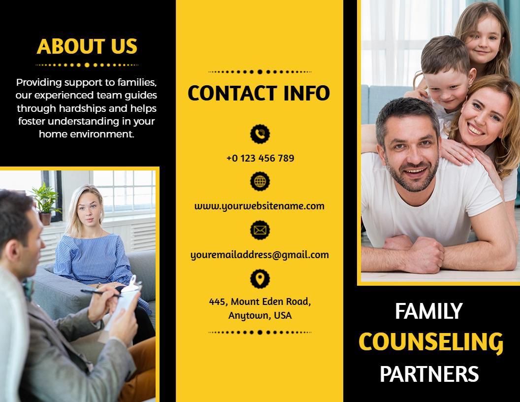 Yellow Family Counseling Support Services Brochure Template