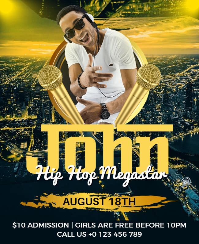 Yellow Hip Hop Flyer Template