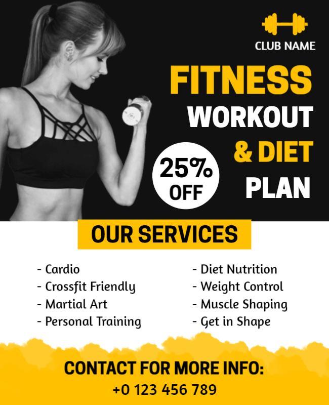 Yellow Metal Fitness Workout Flyer Template