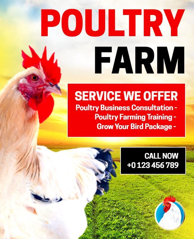 Yellow Orange and Sunflower Poultry Farm Flyer Template