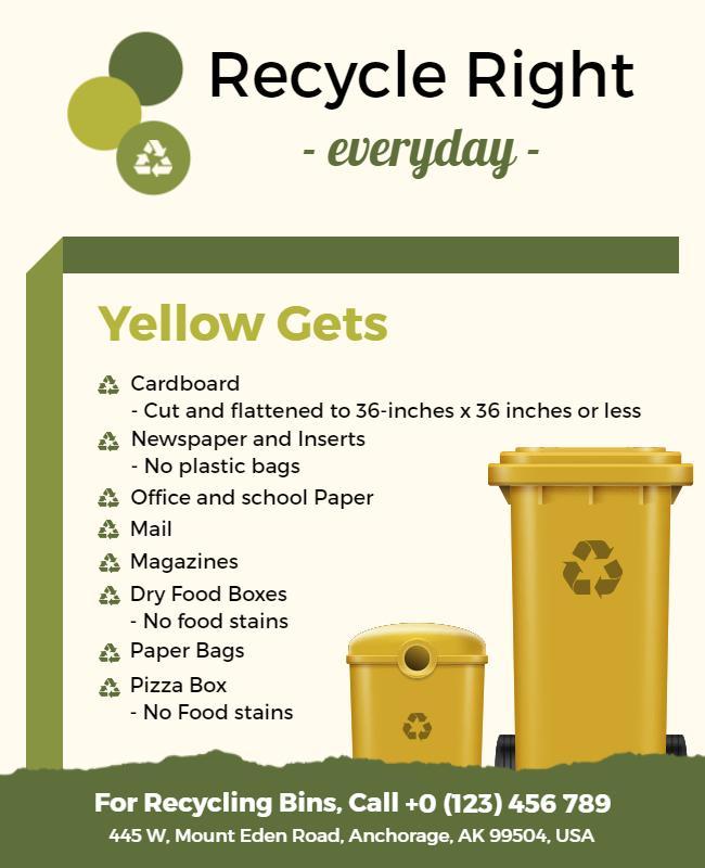 Yellow Recycling Guide Informational Flyer Template