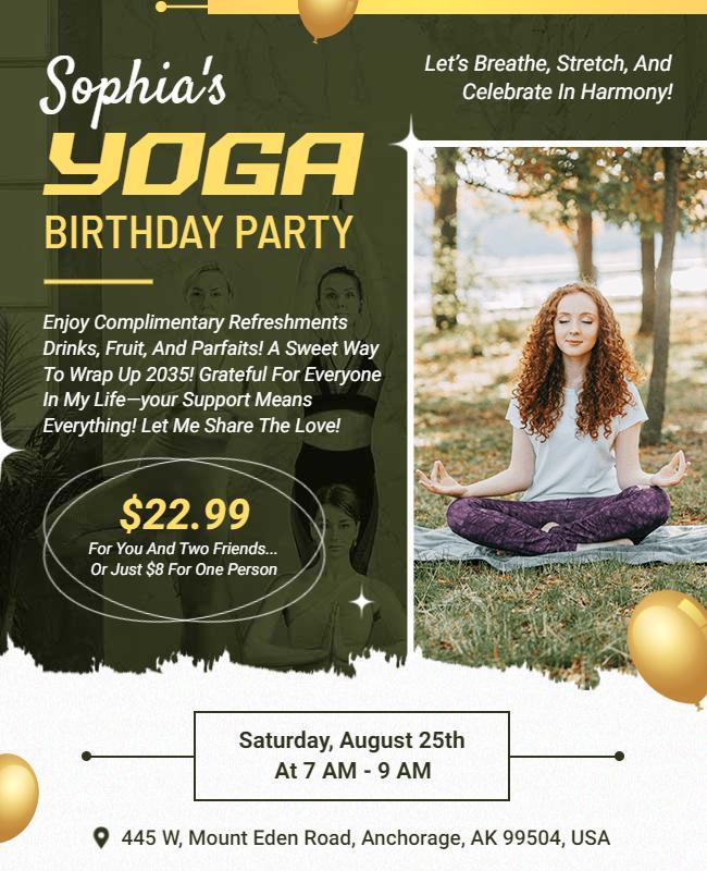 Yoga Birthday Celebration Event Flyer Template