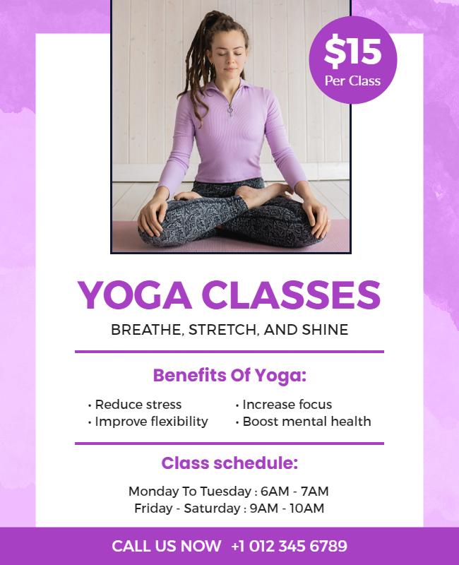 Yoga Classes Meditation Wellness Flyer Template