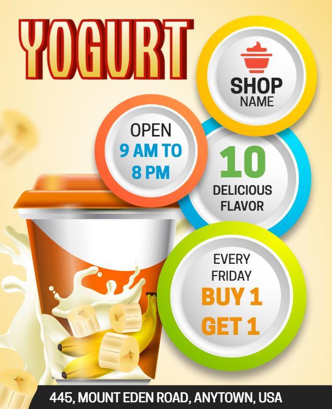 Yogurt Shop Promotional Offer Flyer Template