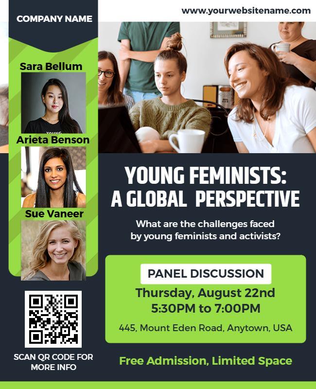 Young Feminists Global Perspective Panel Discussion Flyer Template