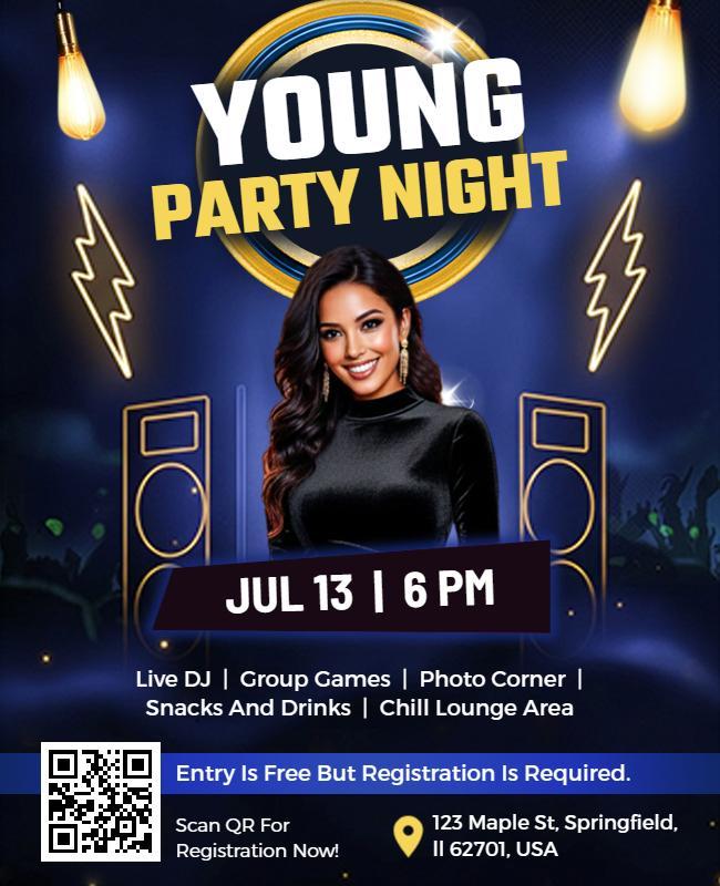 Young Party Night Event Flyer Template