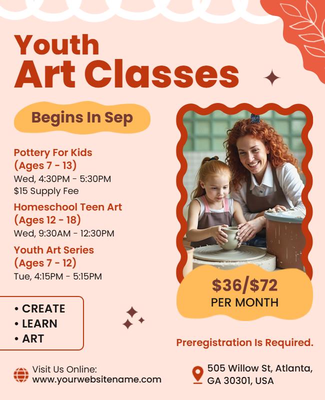 Youth Art Classes Promotional Flyer Template