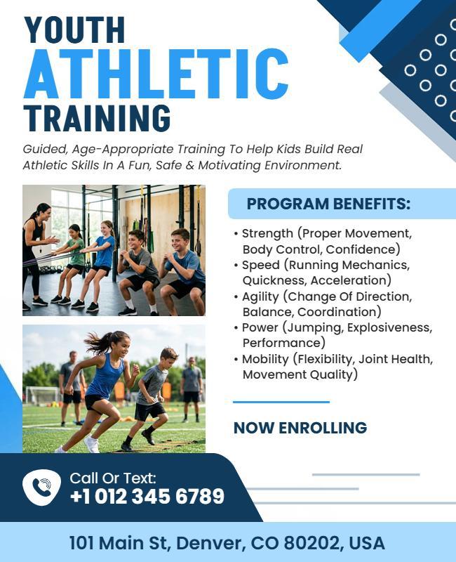 Youth Athletic Training Enrollment Flyer Template