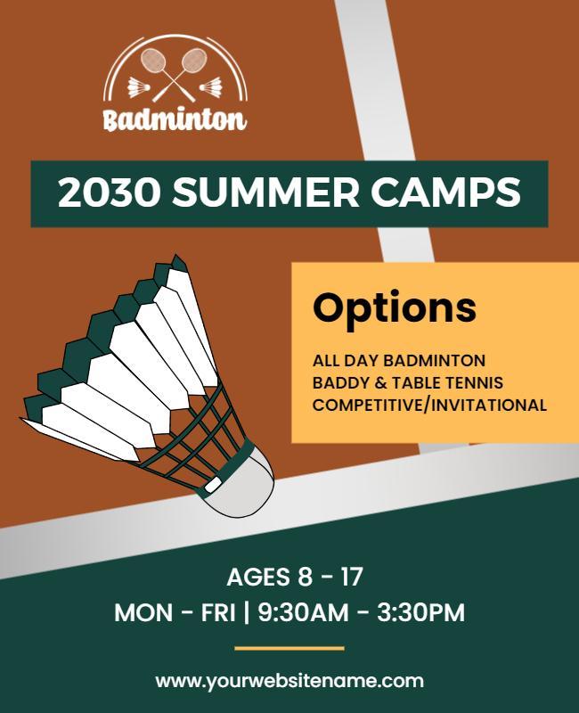 Youth Badminton and Table Tennis Camp Flyer Template